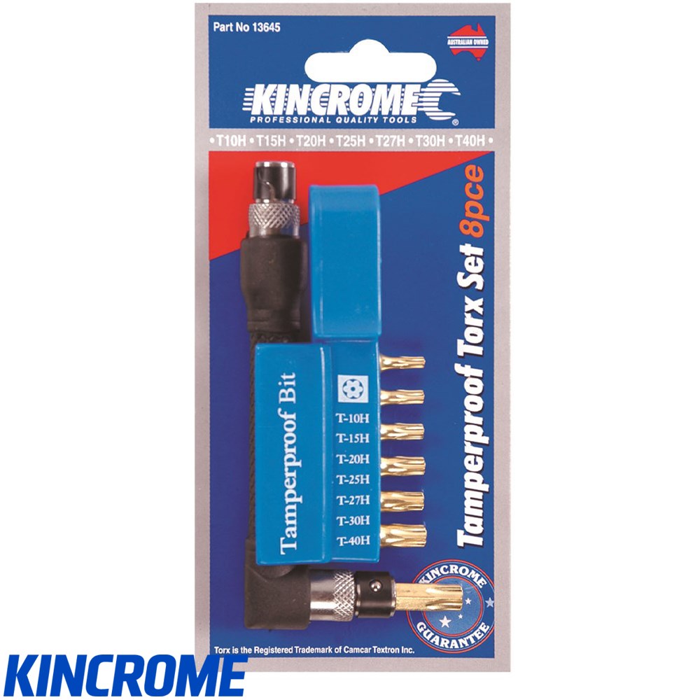 KINCROME TORX SET TAMPER PROOF 8PC 1/4 HEX DRIVE - Collier \u0026 Miller