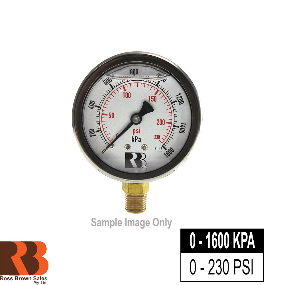 Pressure Gauge 230psi 63mm Bottom Entry 1 4 Bspt M 0 1600 Kpa 0 230 Psi Collier Miller