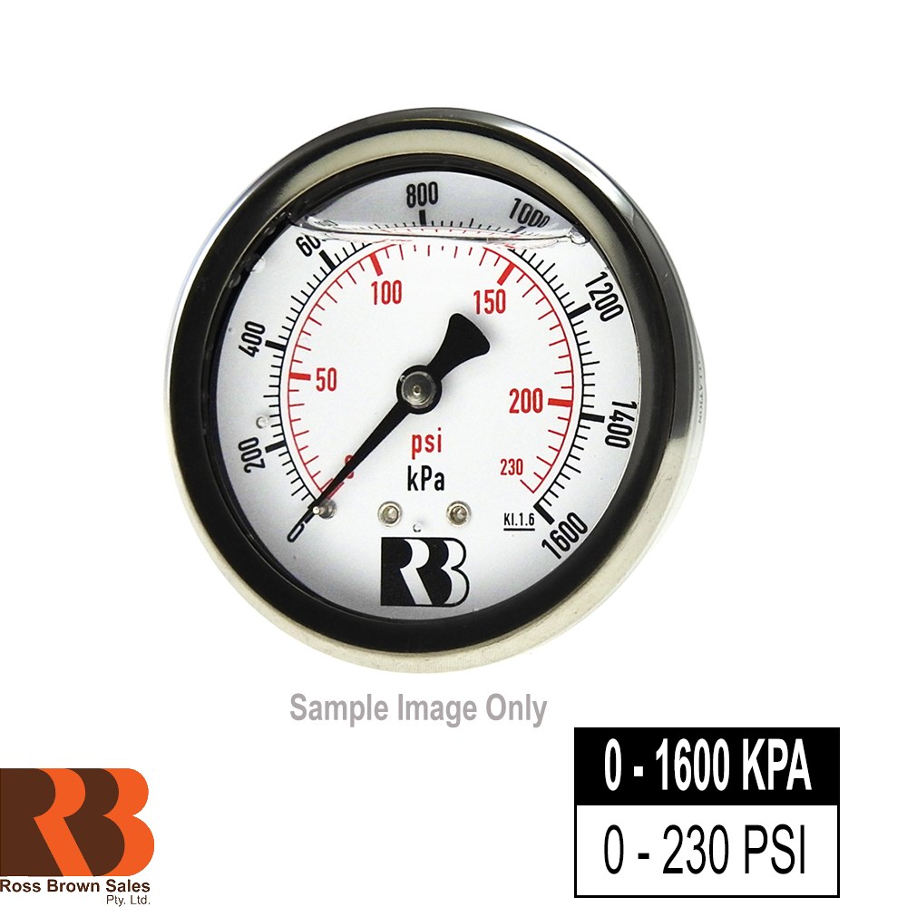 Pressure Gauge 230psi 63mm Rear Entry 1 4 Bspt M 0 1600 Kpa 0 230 Psi Collier Miller