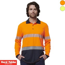 YAKKA MENS L/S HI VIS POLO 2XL