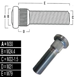 WHEEL STUD 22MM M22-1.5 X M79