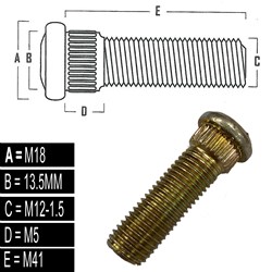WHEEL STUD M12-1.5 X 41MM
