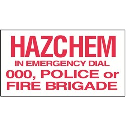 SIGN 'HAZCHEM DIAL 000'