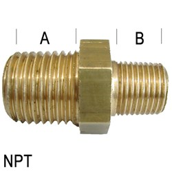 BRASS NPT REDUCING NIPPLE M/M