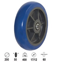 WHEEL 200MM BLUE RUBBER