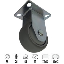 CASTOR 65MM RUBBER FIXED