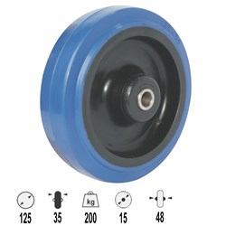 WHEEL 125MM BLUE RUBBER