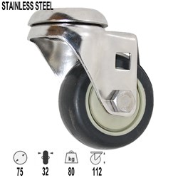 CASTOR 75MM S/STEEL PINTLE