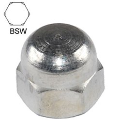 DOME NUT 1/2 BSW ZINC PLATED