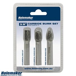 HOLEMAKER CARBIDE BURR SET 3PC