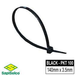 ZIP TIE BLACK 3.5X140MM PK100