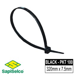 ZIP TIE BLACK 7.5X320MM PK100