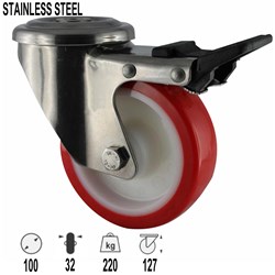 CASTOR 100MM S/STEEL PINTLE