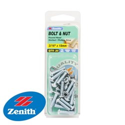 BOLT&NUT ROUND HEAD 3/16X20