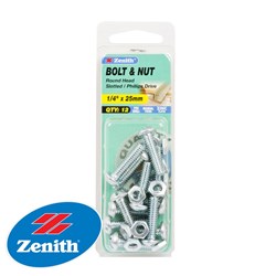 BOLT&NUT ROUND HEAD 1/4X25