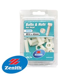 NYLON HEX BOLT & NUT M10X40