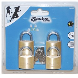 BRASS PADLOCK 30MM QUAD PACK