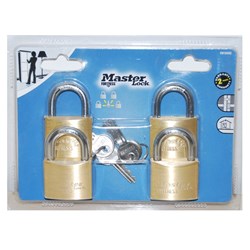 BRASS PADLOCK 40MM QUAD PACK