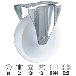 CASTOR 80MM NYLON FIXED