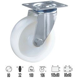 CASTOR 80MM NYLON SWIVEL