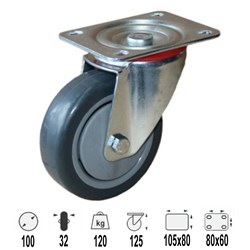 CASTOR 100MM RUBBER SWIVEL