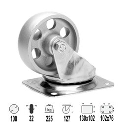 CASTOR C.I 100MM SWIVEL 225KG