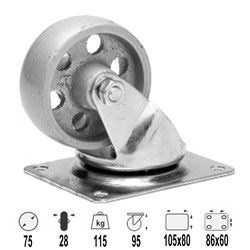 CASTOR C.I 75MM SWIVEL 115KG
