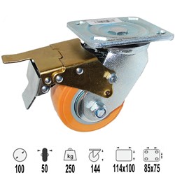 CASTOR 100MM URETHANE BRAKE