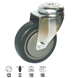 CASTOR 125MM RUBBER PINTLE