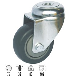 CASTOR 75MM RUBBER PINTLE