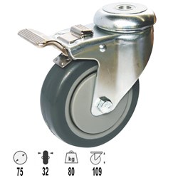 CASTOR 75MM RUBBER PINTLE