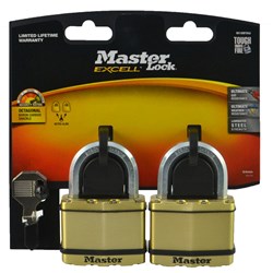 BRASS PADLOCK 64MM TWIN PACK