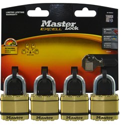 BRASS PADLOCK 45MM QUAD PACK