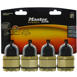 BRASS PADLOCK 50MM QUAD PACK