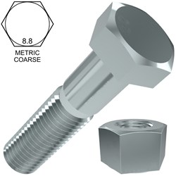 METRIC BOLT & NUT M6 X 25MM
