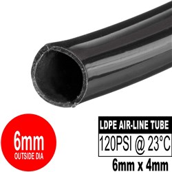 AIRLINE TUBE 6MM LDPE BLACK
