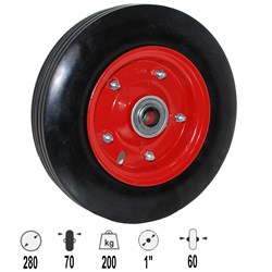 WHEEL 280MM RUBBER ON STEEL