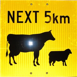 SIGN 'STOCK 5KM AHEAD'