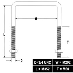 U-BOLT SQUARE TOP 3/4X202X352