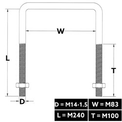 U-BOLT SQUARE TOP M14X83X240