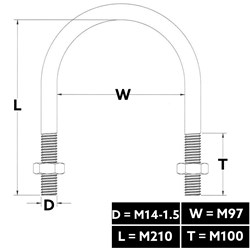 U-BOLT ROUND TOP M14X97X210