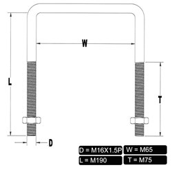 U-BOLT SQUARE TOP M16FXM65X190