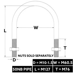 U-BOLT ROUND TOP 50NB M10X60