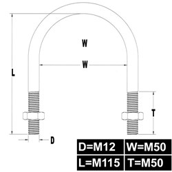U-BOLT ROUND TOP M12X50X115