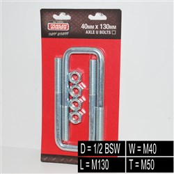 U-BOLT SQUARE SET 1/2XM40XM130