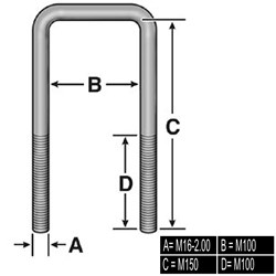 U-BOLT SQUARE TOP M16X100X150