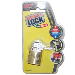 PADLOCK BRASS 25MM SINGLE PACK