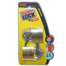 PADLOCK BRASS 40MM TWIN PACK