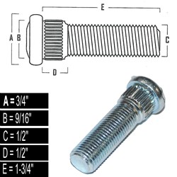 WHEEL STUD 1/2" JAGSINGH