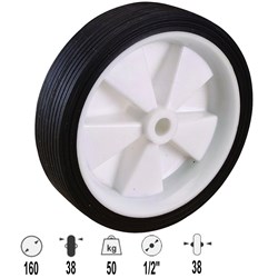 WHEEL 160MM RUBBER ON PLASTIC